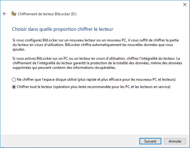 sécuriser vos données personnelles sous Windows : proportion de chiffrement