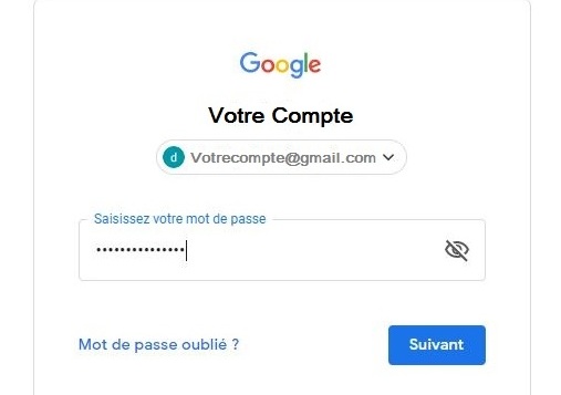 Connexion avec compte gmail et mot de passe