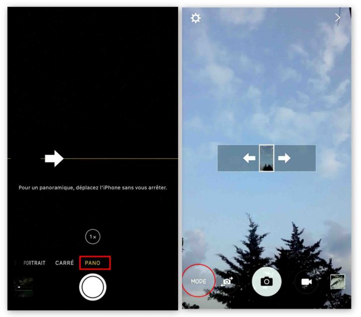 Photos avec le mode panoramique sur Android et iPhone