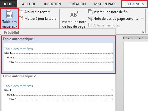 Comment Cr er Une Table Des Mati res Automatique Sur Word