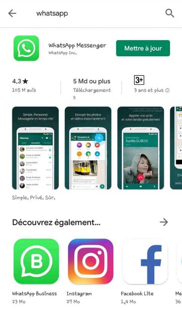 Télécharge WhatsApp dans Google Play