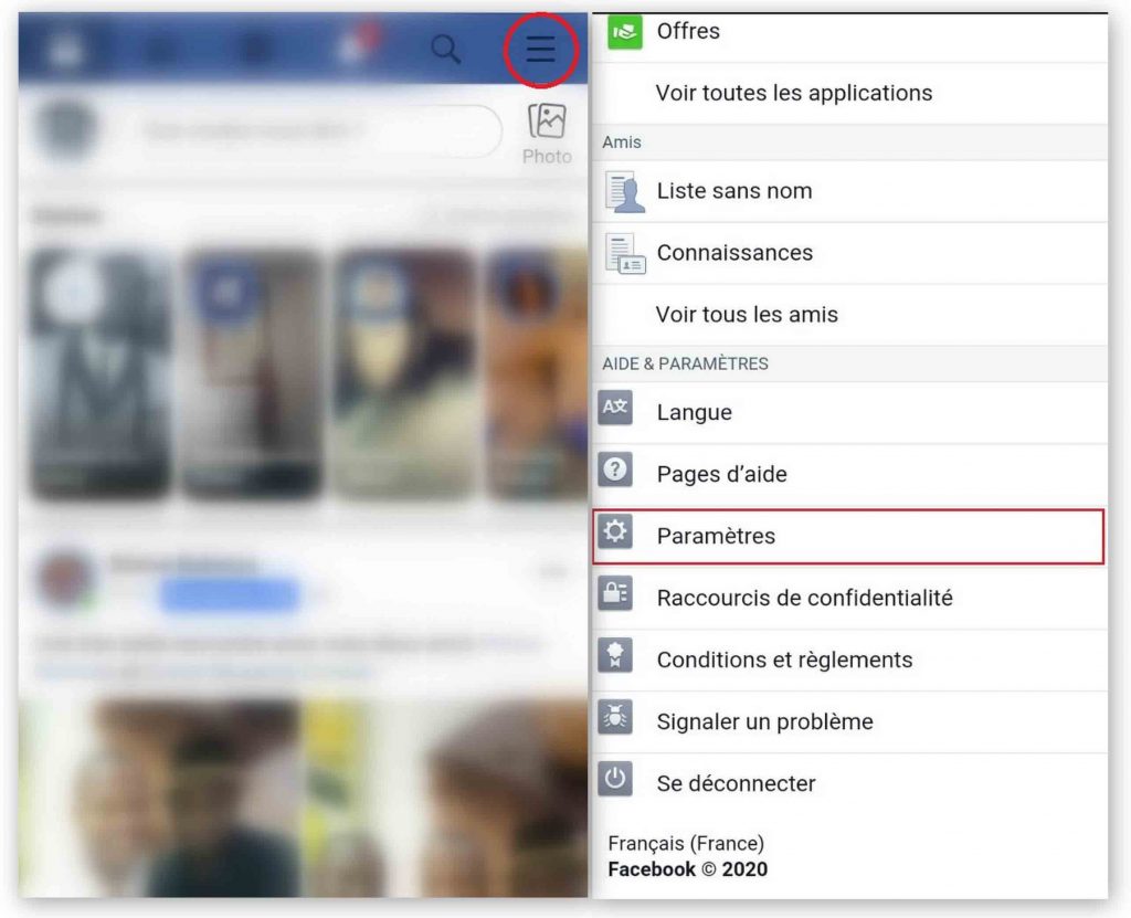 Paramètres Facebook sur Mobile