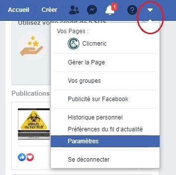 Paramètres Facebook sur Web