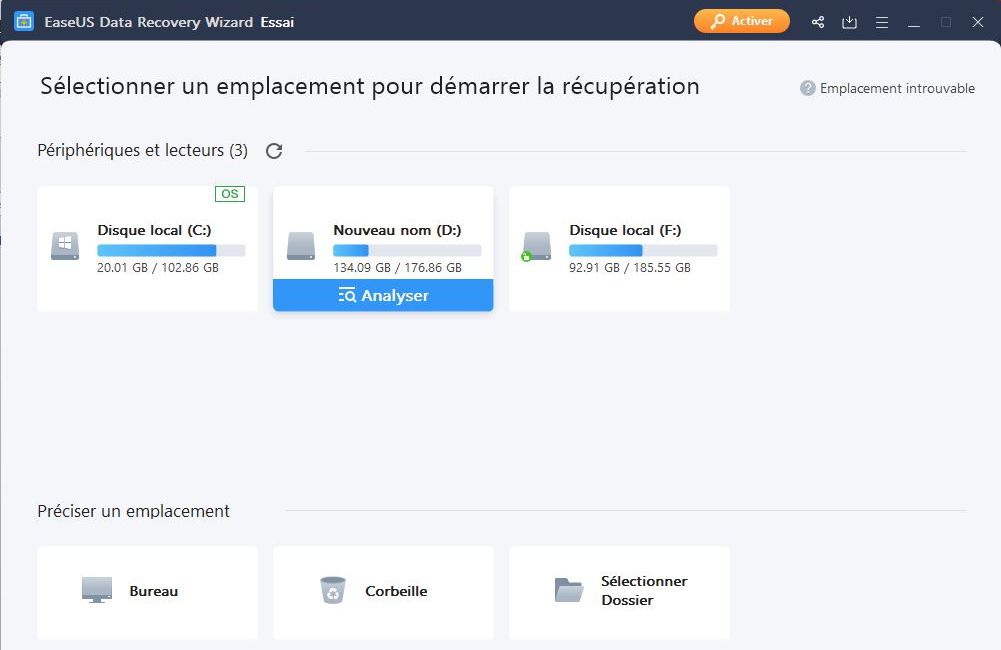 Disques de l'ordinateur dans EaseUS 