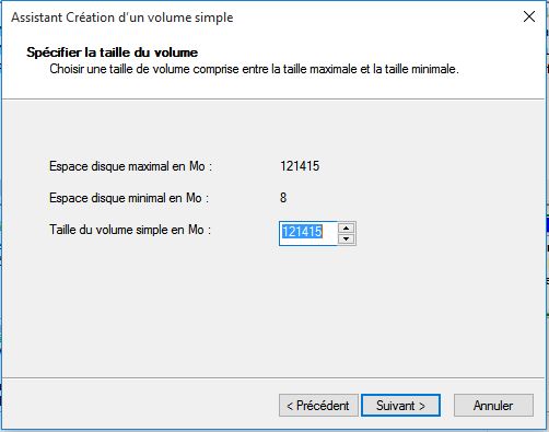 Création d'une nouvelle partition disque