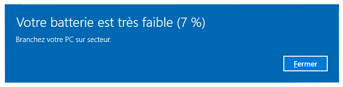 Batterie très faible sur Windows