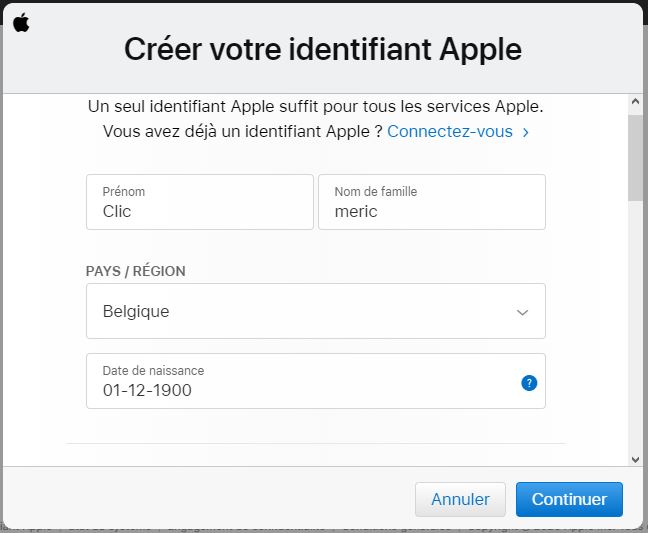 Création du compte iCloud Mail