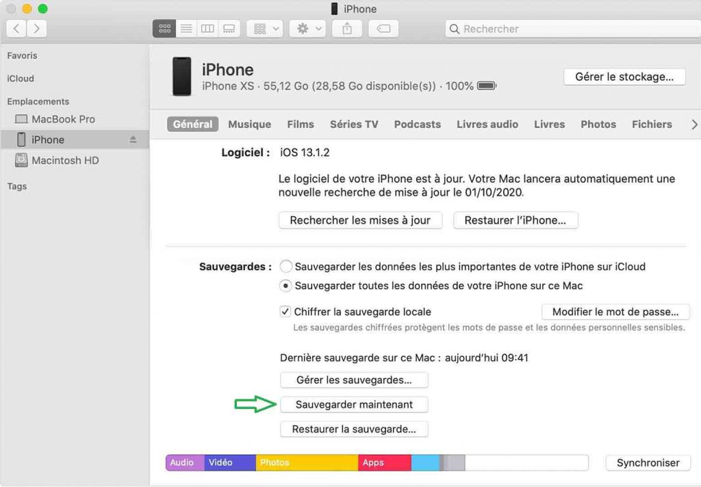 Sauvegarder les données d'un iPhone sur Mac avec Finder
