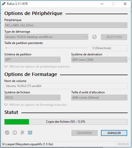 Création d'image bootable Linux avec Rufus