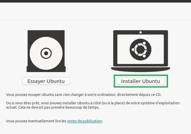 Début d'installation de Ubuntu en dual boot avec Windows