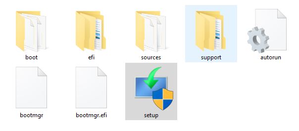 Fichiers d'installation de Windows