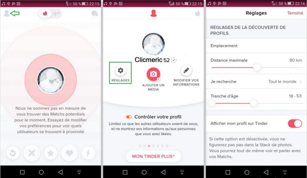 Configurer un compte Tinder 