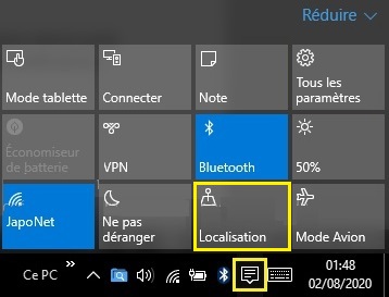 Activation de la localisation sur Windows 10