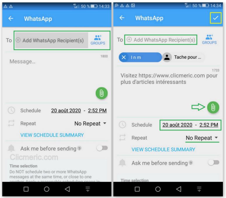 Configuration de message automatique WhatsApp avec SKEDit