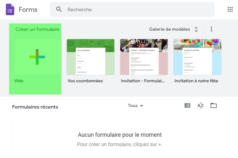 Créer un questionnaire Google Forms