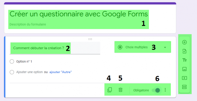 Créer un formulaire Google Forms exemple Questionnaire
