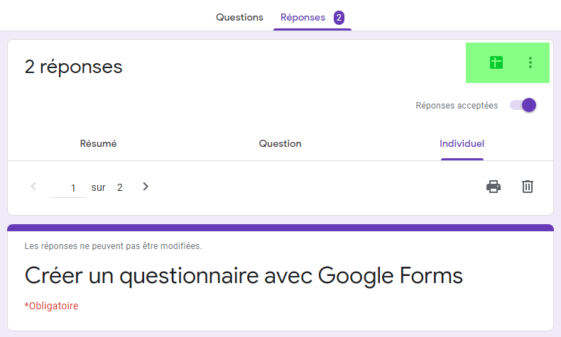 Exportation du questionnaire