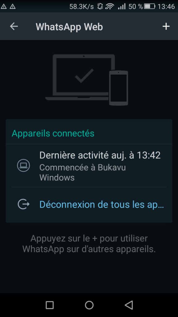 Déconnexion de tous les appareils depuis WhatsApp sur smartphone