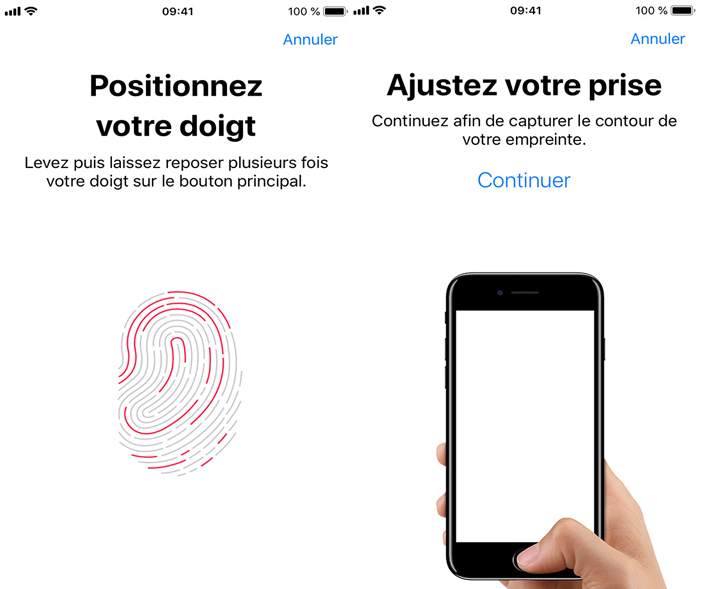 Scan de l'empreinte digitale sur iPhone