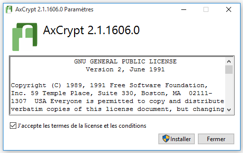Installation AxCrypt