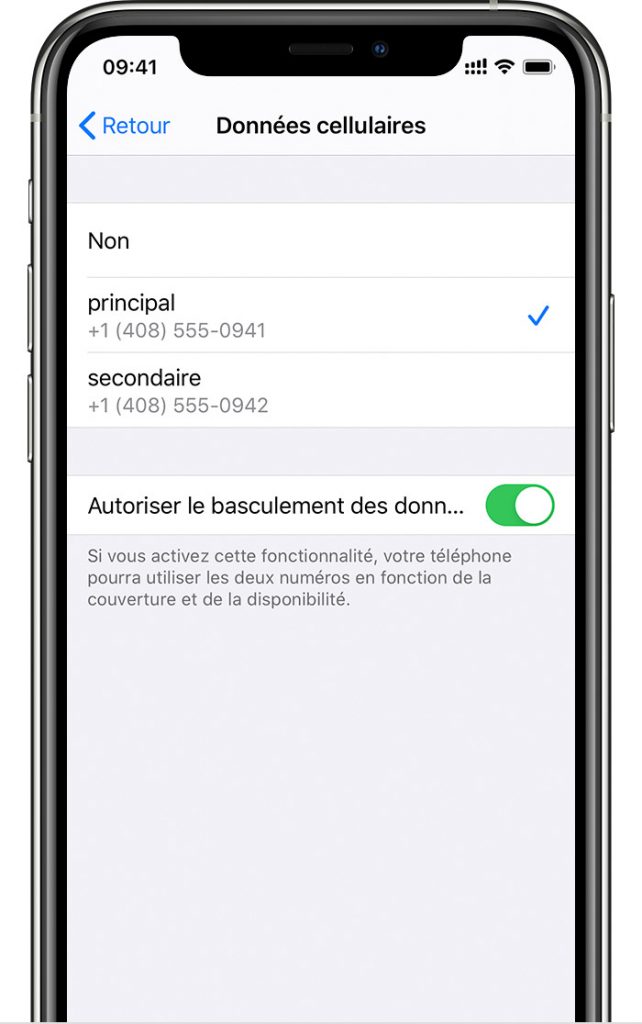 Modification du forfait à utiliser pour les données mobiles iPhone dual SIM
