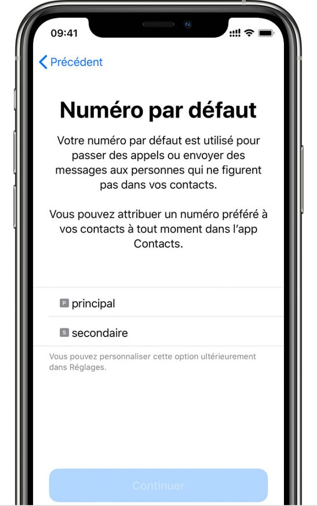 Personnalisation noms des forfaits iPhone dual SIM