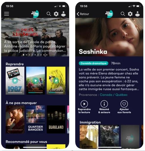 Streaming avec TV5MondePlus sur smartphone