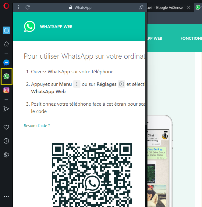 Utilisation de WhatsApp Web avec Opera Browser