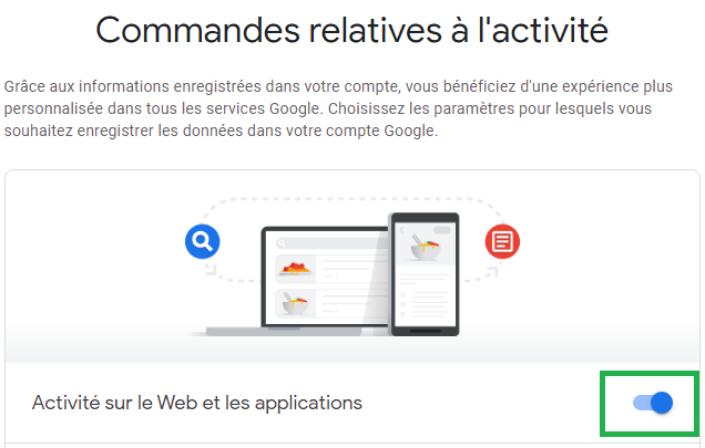 Désactivation d'enregistrement des activités sur le web