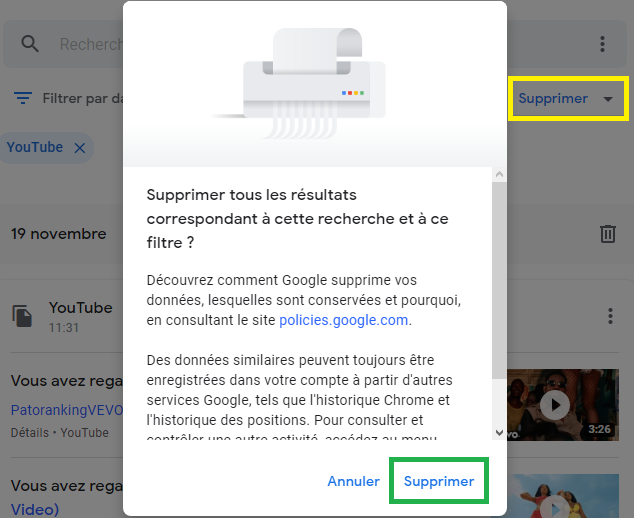 supprimer l’historique des vos activités sur Google