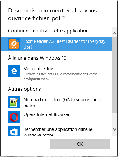 Choix du lecteur PDF par défaut