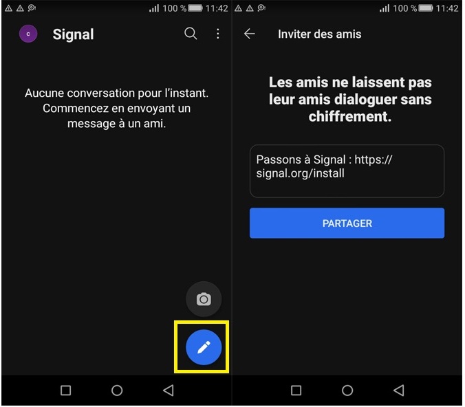 Partager Signal Messenger avec des amie(e)s