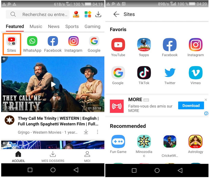 Télécharger des vidéos YouTube avec VidMate