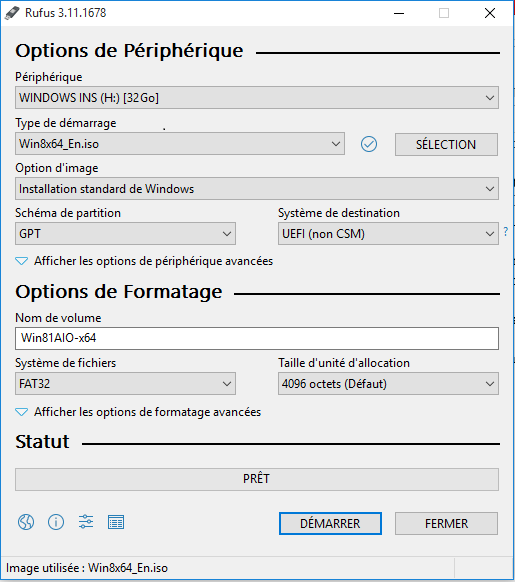 Configuration de Rufus sur Windows