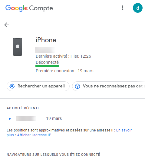 Appareil déconnecté