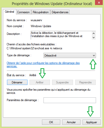 Désactiver les mises à jour Windows