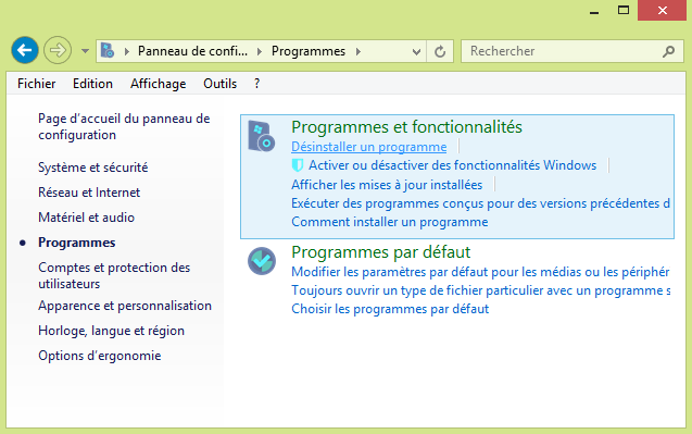 Panneau de configuration