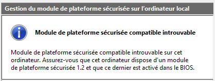 TPM compatible introuvable