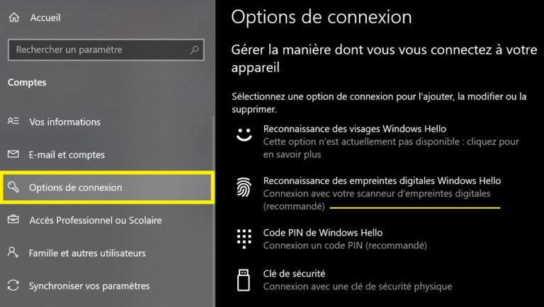 Comment activer l’empreinte digitale sur Windows 11 et 10