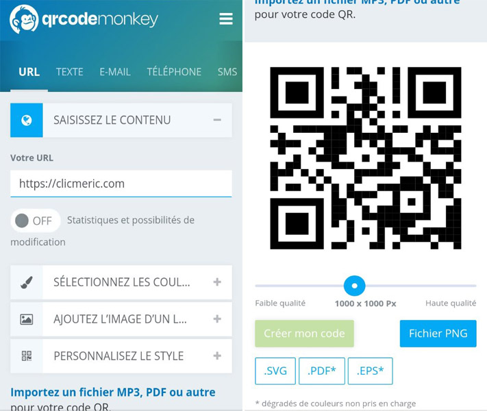 Générateur de QR Codes gratuits : QRCode Monkey