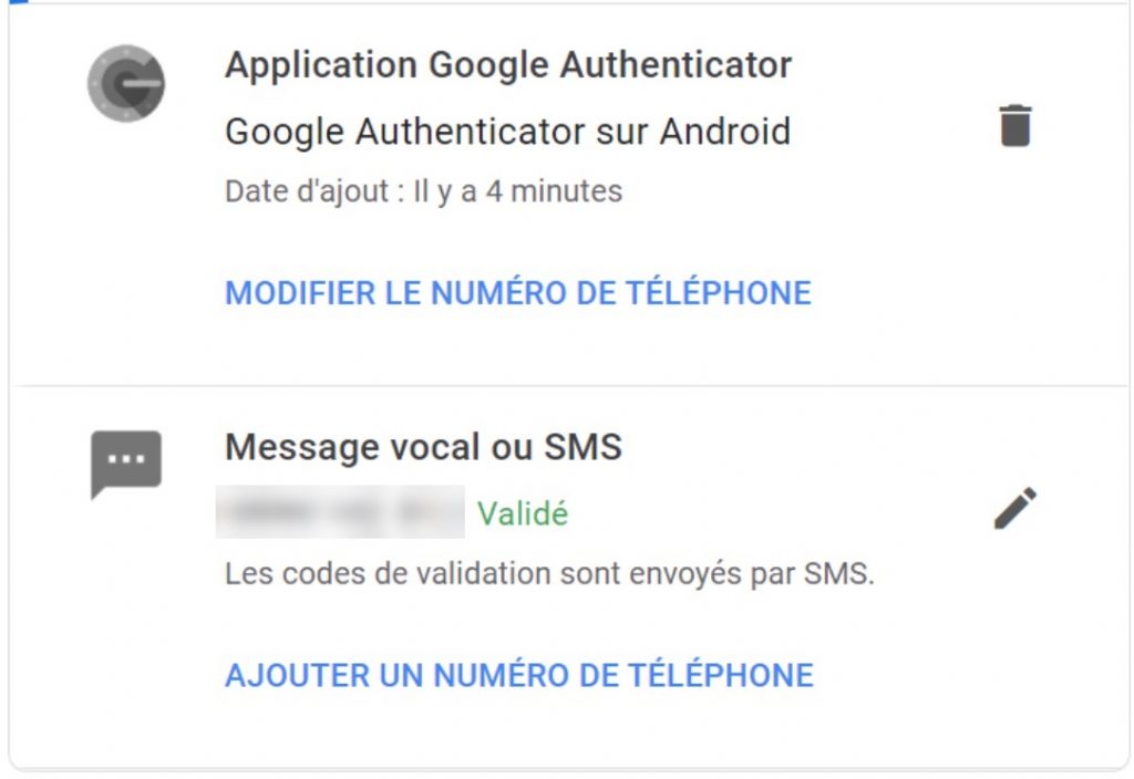 Google Authenticator sur le compte Gmail