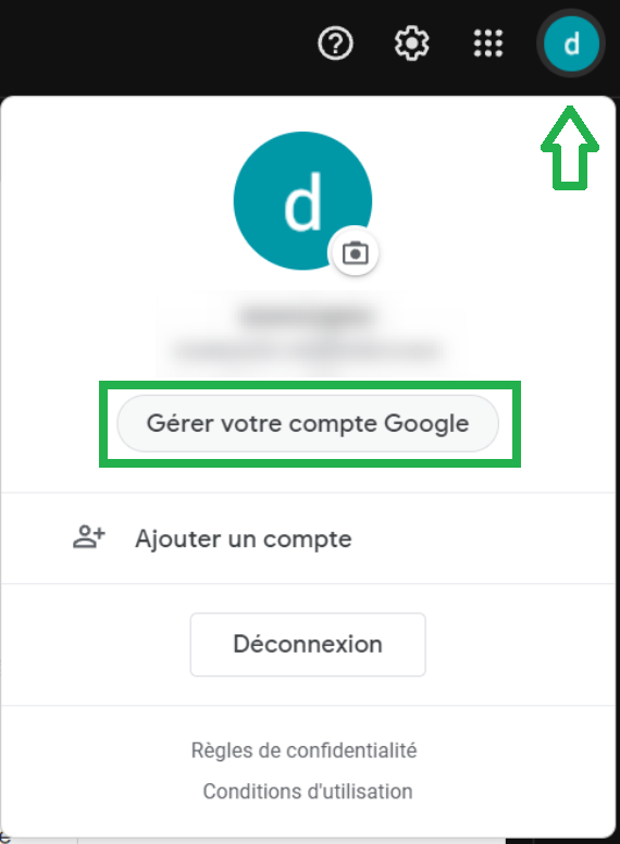 Aller dans les paramètres du compte Google