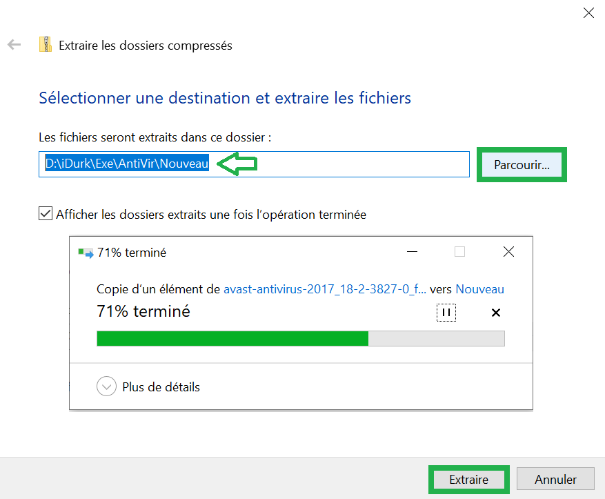 Extraction du fichier ZIP