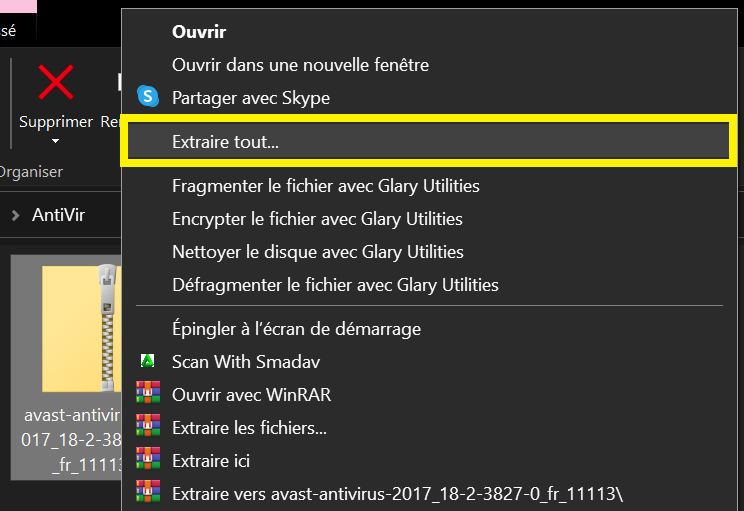 Extraire, Ouvrir un fichier ZIP sur Windows