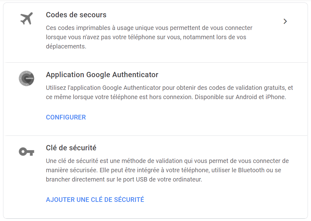 Méthodes alternatives de validation en deux étapes sur Gmail