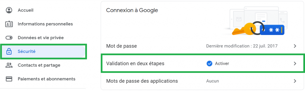 Activer ou modifier la validation en deux étapes sur Gmail