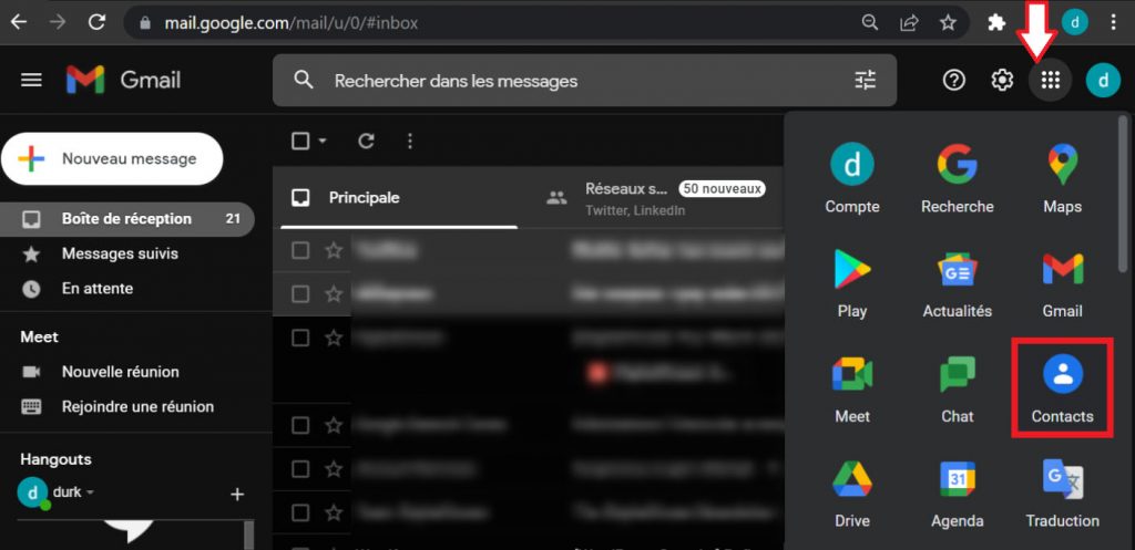 Retrouver les contacts sauvegardés sur Gmail Web