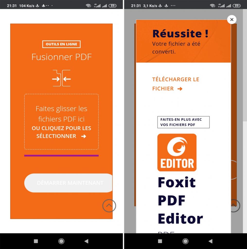 Fusionner des documents PDF sur Mobile