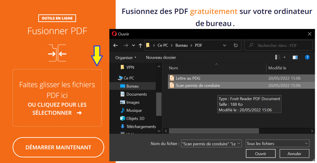 Importer des fichiers PDF à fusionner