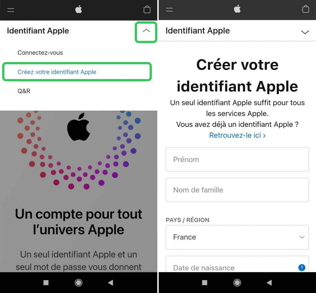 Compte Apple iCloud sur Android